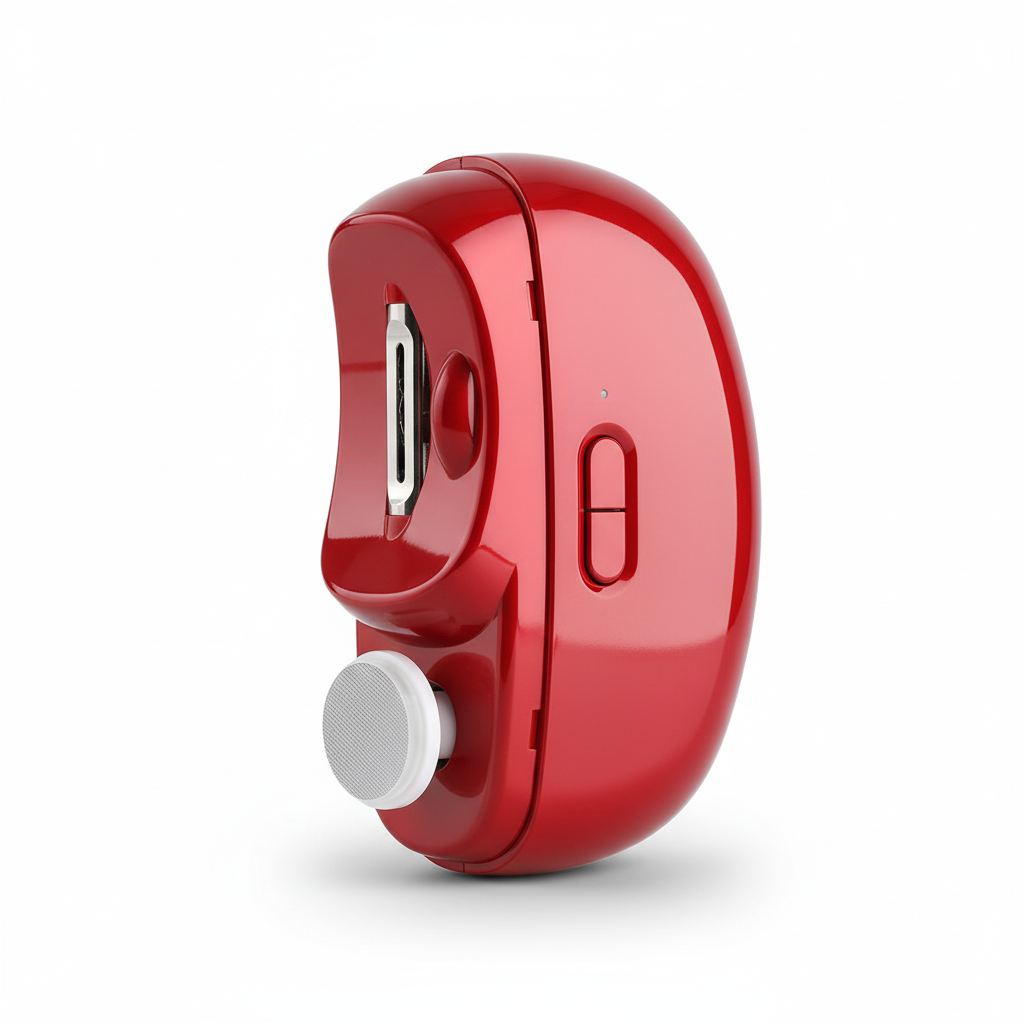 Red electric nail clipper side view