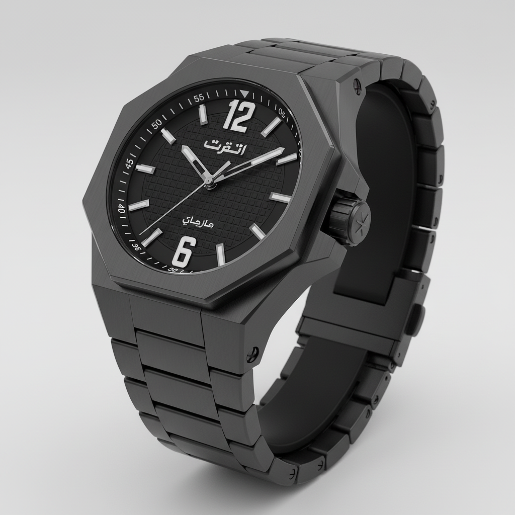 Polished black watch product photo